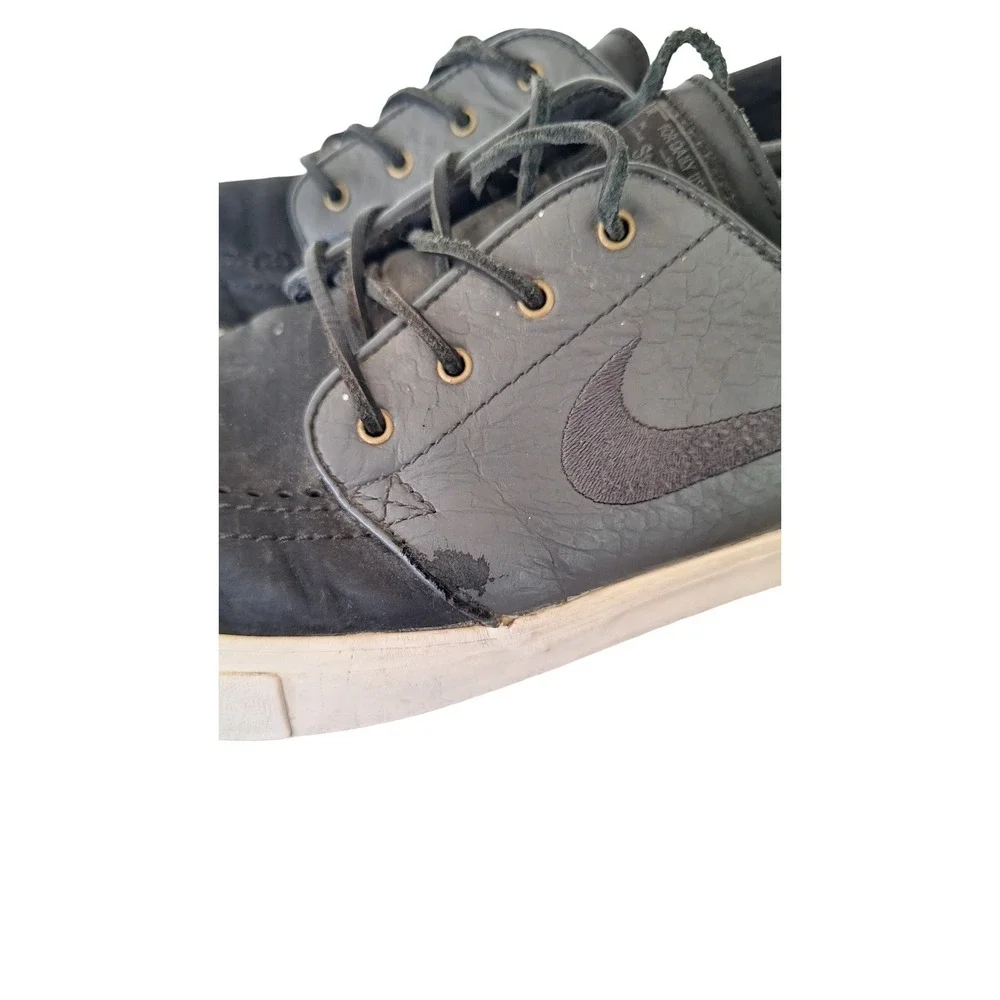 Nike Zoom Stefan Men Janoski Slip-On Leather Skate‎ Shoe Black White Size 11